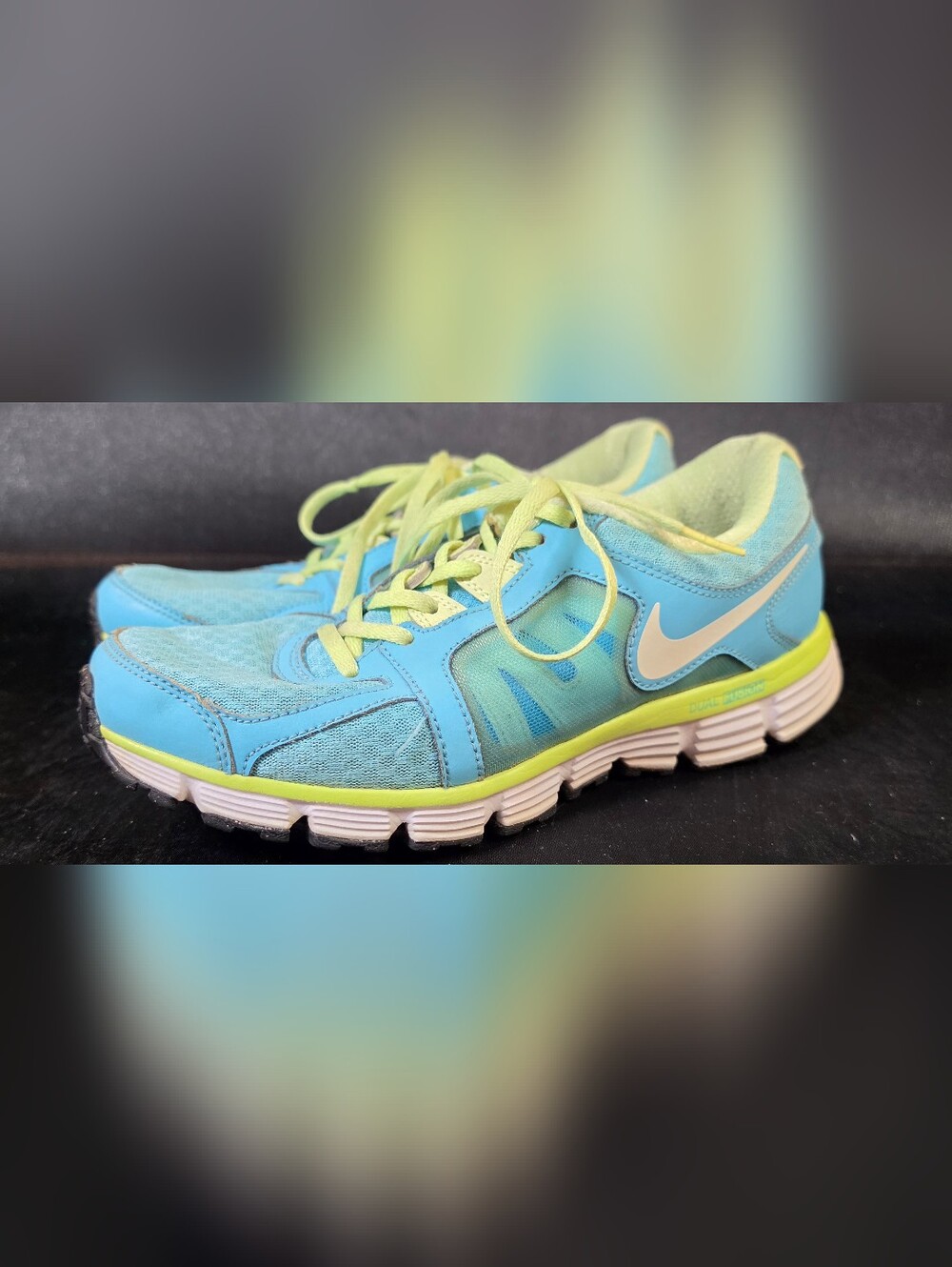 Nike Dual Fusion Run Womens Running Shoes Blue Green Size 7.5 Athletic